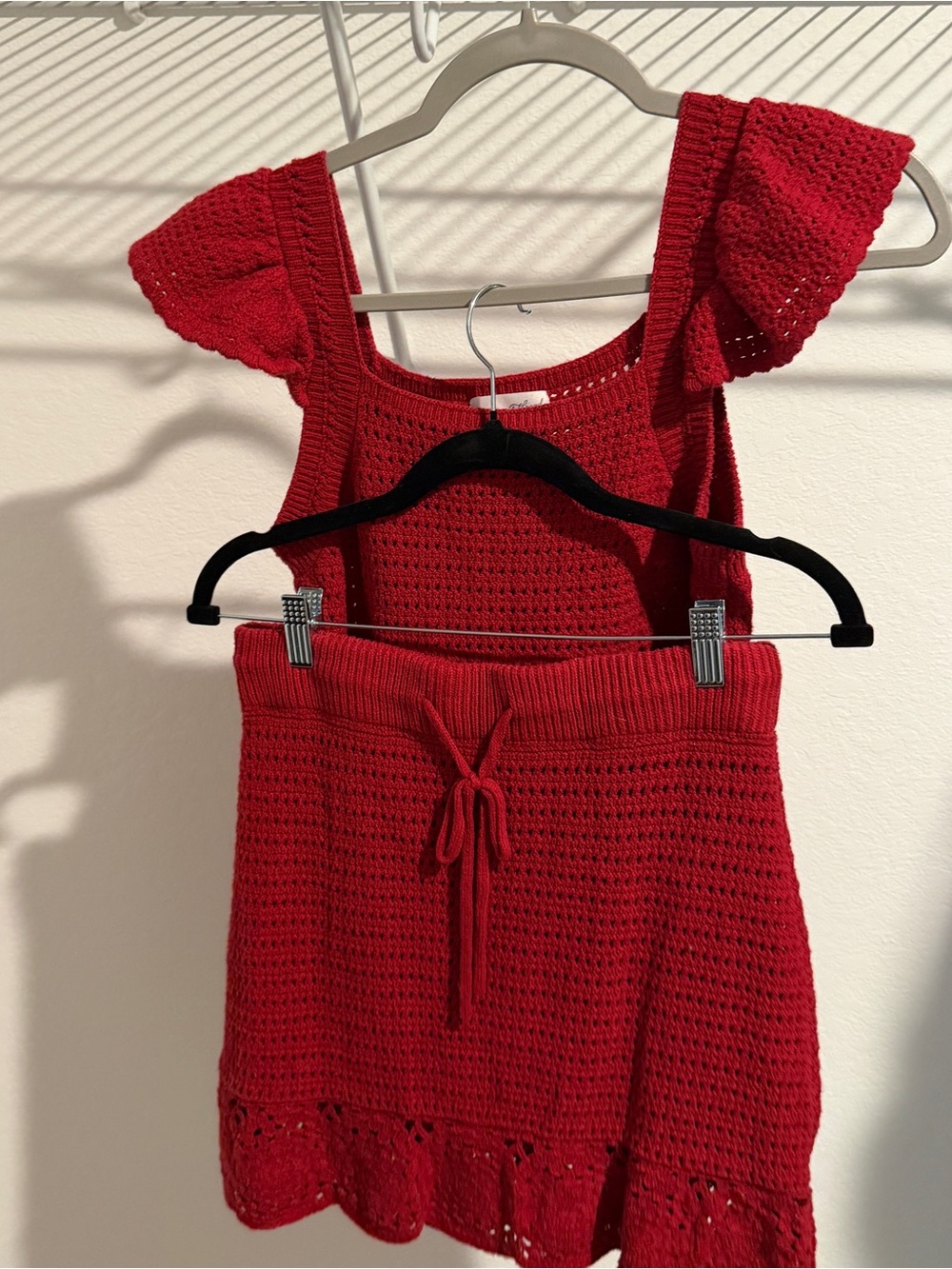 Universal Thread Red Crochet Knit Tank & Skirt Set